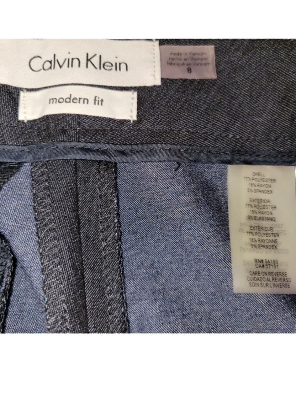 Calvin Klein Modern Fit Straight Leg Slight Flare Charcoal Gray Trousers Size 8 - Picture 5 of 16